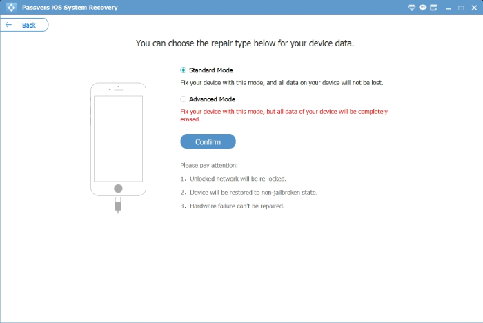 iOS System Recovery Standard Mode